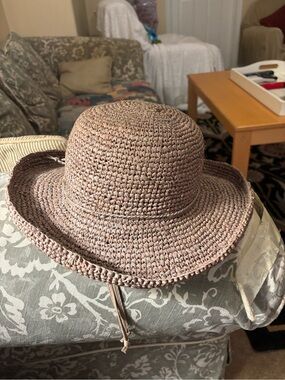 Wallaroo Petite Catalina Raffia Crochet Sun Hat Adjustable Drawstring Mushroom